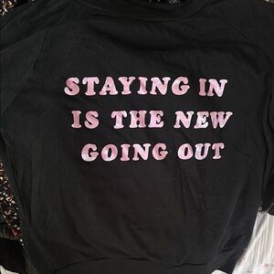 Wildfox Black Long Sleeve Tee with Pink Text